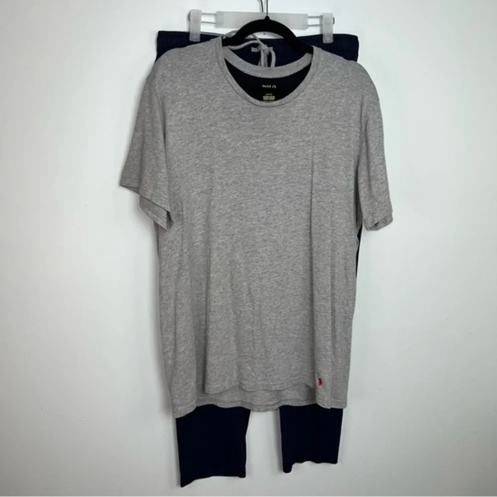Polo by Ralph Lauren Pajama Set Gray Tee and Navy Pants Z Loungewear Sleepwear L